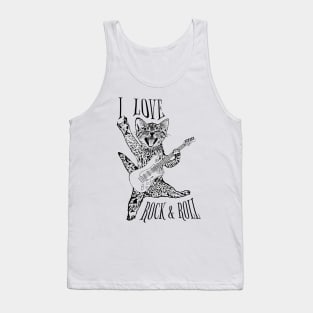 I love rock and roll and black cats rock on, you rock ASL Tank Top